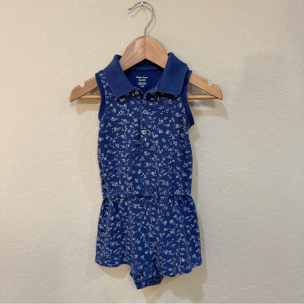 Ralph Lauren blue floral collared romper